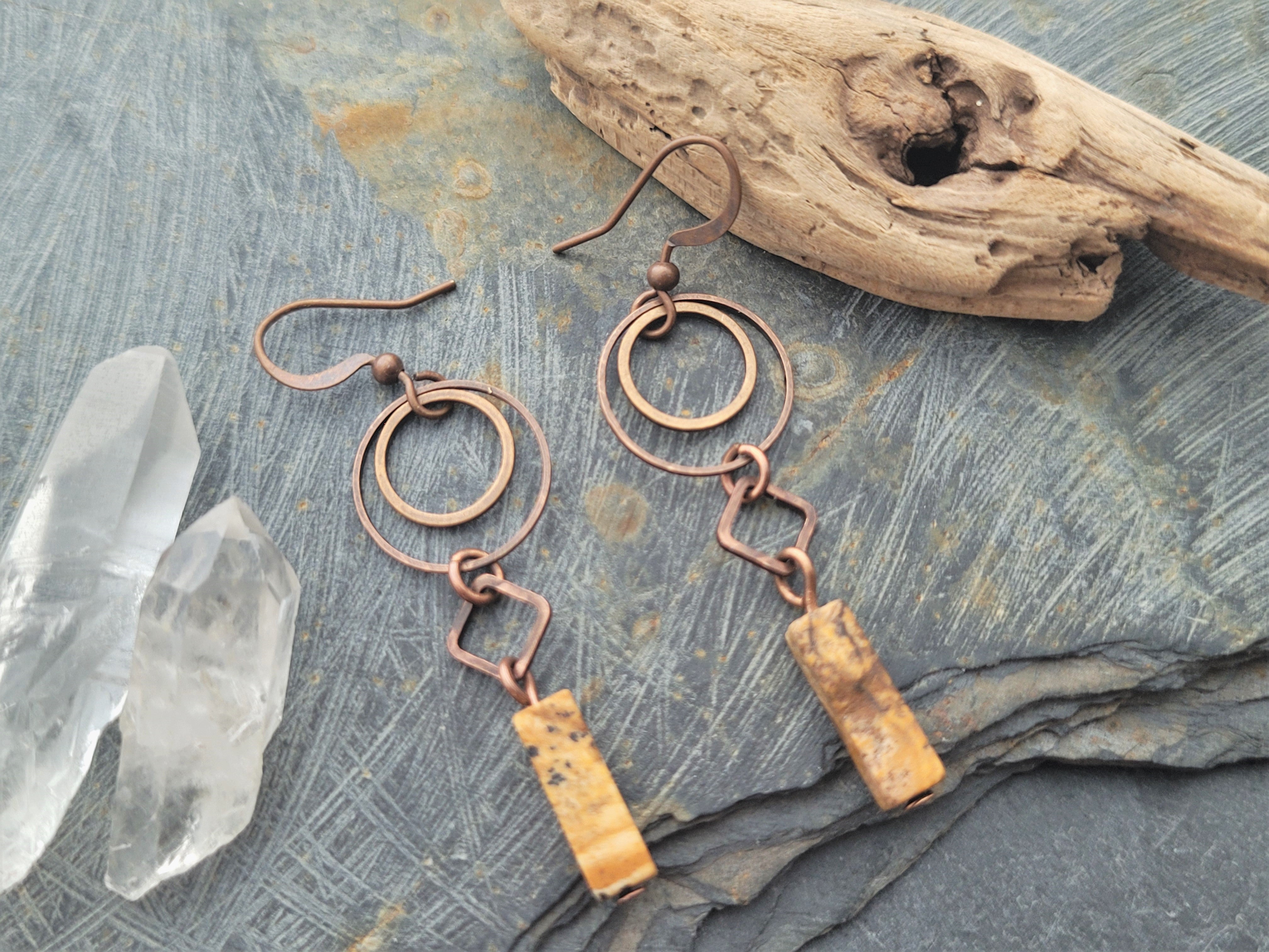 Agate Copper Earrings